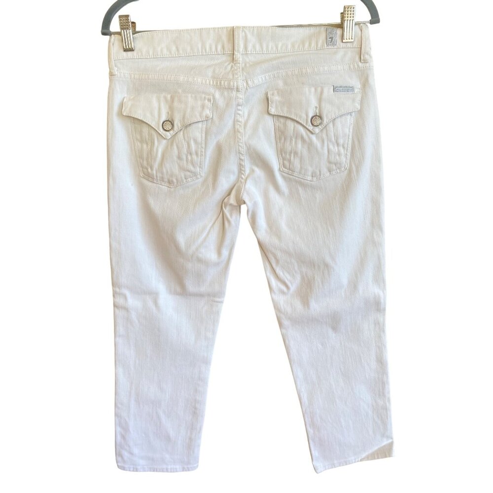 7 for all Mankind White Capris Pants 28 7FAMK Cotton Stretch Flap pockets - Picture 4 of 12